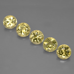 캐럿 천연 골든 옐로우 베릴 보석, 라운드 컷, 4.98 mm, VVS-VS