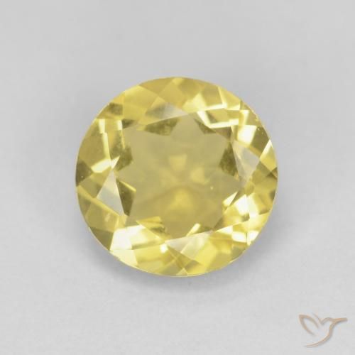 1.23ct 자연스러운 연노랑 녹주석, 둥근, VVS-VS