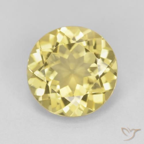 2.35ct 자연스러운 미디엄 라이트 옐로우 녹주석, 둥근, VVS