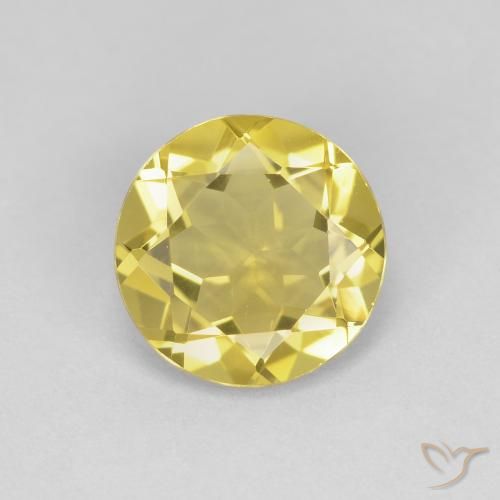 1.48ct 자연스러운 미디엄 라이트 옐로우 녹주석, 둥근, VVS