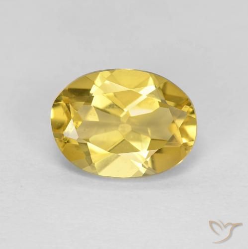 1.58ct 자연스러운 미디엄 옐로우 녹주석, 타원형, VVS