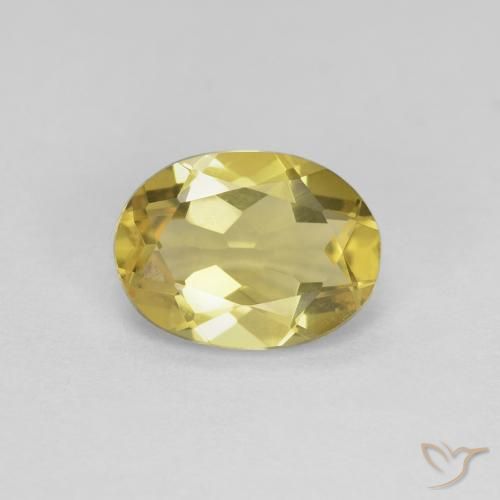 1.58ct 자연스러운 미디엄 옐로우 녹주석, 타원형, VVS