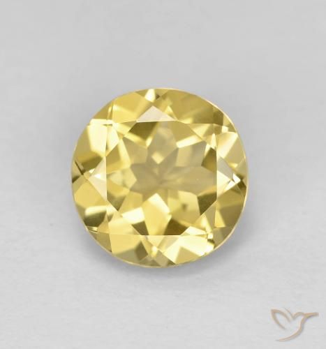 1.92ct 자연스러운 매우 밝은 디종 옐로우 녹주석, 둥근, VVS