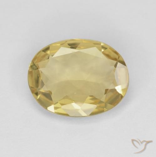 2.16ct 자연스러운 미디엄 옐로우 녹주석, 타원형, VVS