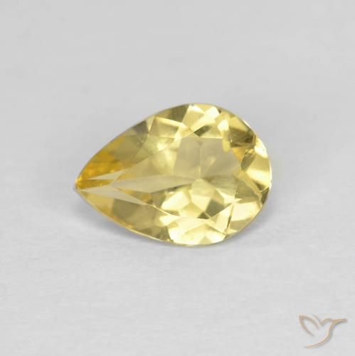 0.81ct 자연스러운 라이트 골드 녹주석, 배 모양, VVS