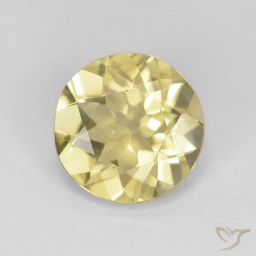 1.98ct 자연스러운 라이트 어스시 옐로우 녹주석, 둥근, VVS-VS