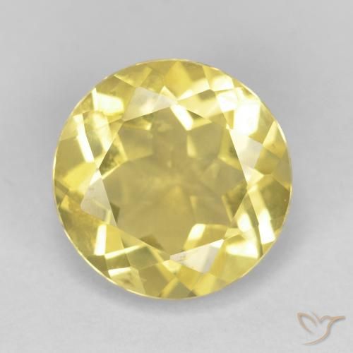 1.69ct 자연스러운 미디엄 옐로우 녹주석, 둥근, VVS