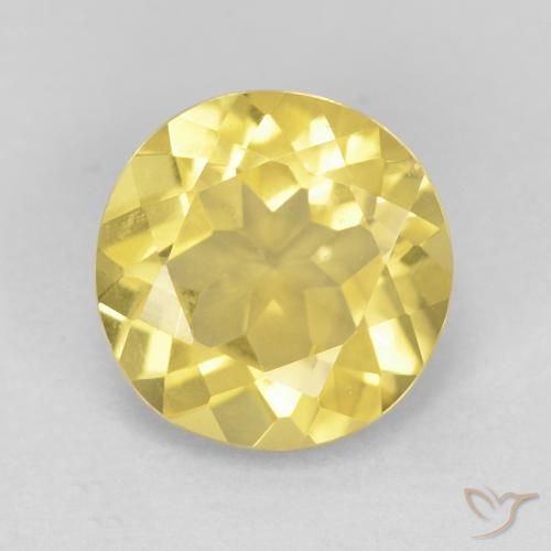 1.65ct 자연스러운 미디엄 옐로우 녹주석, 둥근, VVS