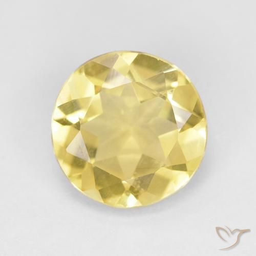1.55ct 자연스러운 라이트 어스시 옐로우 녹주석, 둥근, VVS
