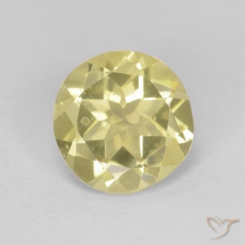 1.60ct 자연스러운 라이트 어스시 옐로우 녹주석, 둥근, VVS-VS