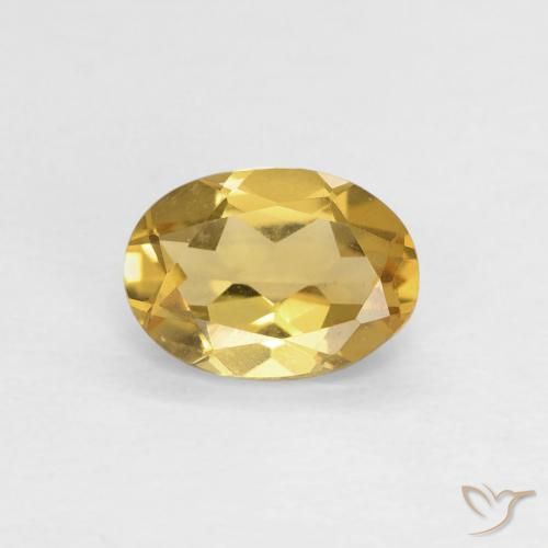 0.72ct 자연스러운 미디엄 옐로우 녹주석, 타원형, VVS