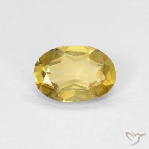 0.55ct 자연스러운 황색을 띠는 금 녹주석, 타원형, VVS