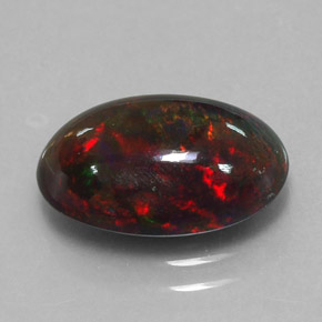 2.60캐럿 천연 멀티컬러 블랙 오팔, 타원형 컷, 13×8.3 mm, 불투명체
