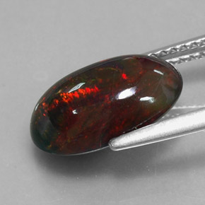 2.60캐럿 천연 멀티컬러 블랙 오팔, 타원형 컷, 13×8.3 mm, 불투명체
