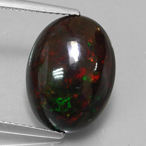 4.47캐럿 천연 멀티컬러 블랙 오팔, 타원형 컷, 15.2×11.5 mm, 불투명체
