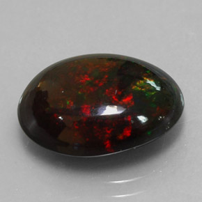 4.47캐럿 천연 멀티컬러 블랙 오팔, 타원형 컷, 15.2×11.5 mm, 불투명체