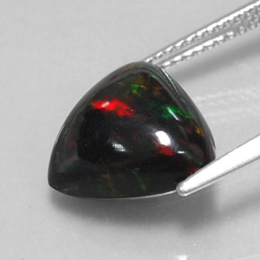 4.00캐럿 천연 멀티컬러 블랙 오팔, 트릴리언, 12.5×11.8 mm, 불투명체