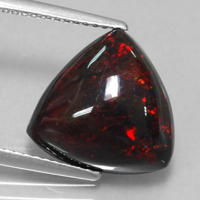 4.03캐럿 천연 멀티컬러 블랙 오팔, 트릴리언, 13.1×12.9 mm, 불투명체