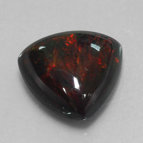 4.03캐럿 천연 멀티컬러 블랙 오팔, 트릴리언, 13.1×12.9 mm, 불투명체