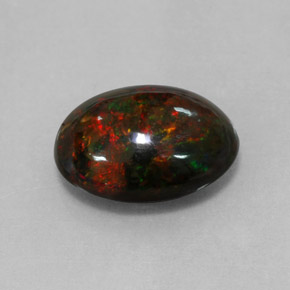 4.33캐럿 천연 멀티컬러 블랙 오팔, 타원형 컷, 15.1×11.2 mm, 불투명체