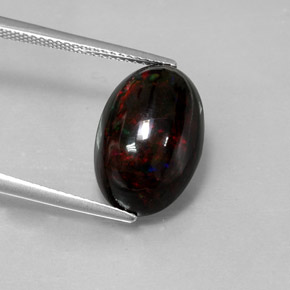 5.05캐럿 천연 멀티컬러 블랙 오팔, 타원형 컷, 16×10.7 mm, 불투명체