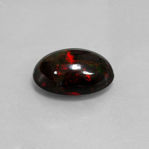 5.05캐럿 천연 멀티컬러 블랙 오팔, 타원형 컷, 16×10.7 mm, 불투명체