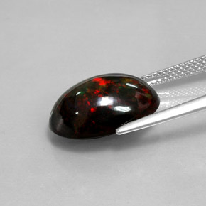 5.05캐럿 천연 멀티컬러 블랙 오팔, 타원형 컷, 16×10.7 mm, 불투명체
