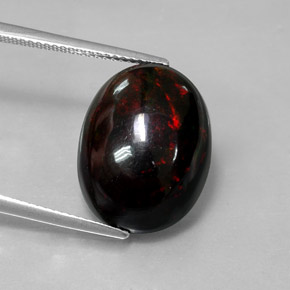 8.82캐럿 천연 멀티컬러 블랙 오팔, 타원형 컷, 18×13.7 mm, 불투명체