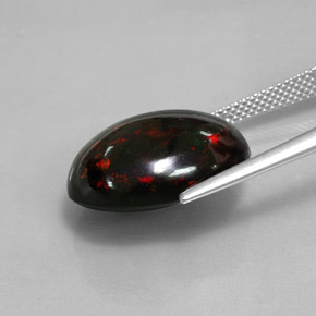 8.82캐럿 천연 멀티컬러 블랙 오팔, 타원형 컷, 18×13.7 mm, 불투명체