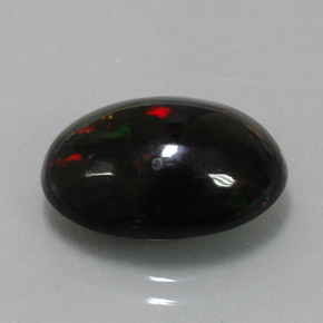 4.34캐럿 천연 멀티컬러 블랙 오팔, 타원형 컷, 15.4×10.7 mm, 불투명체