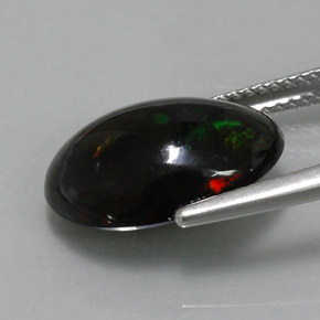 4.34캐럿 천연 멀티컬러 블랙 오팔, 타원형 컷, 15.4×10.7 mm, 불투명체