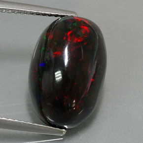 5.81캐럿 천연 멀티컬러 블랙 오팔, 타원형 컷, 15.7×10.4 mm, 불투명체