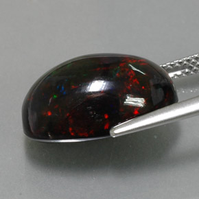 5.81캐럿 천연 멀티컬러 블랙 오팔, 타원형 컷, 15.7×10.4 mm, 불투명체