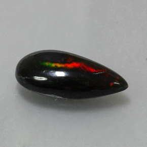 2.19캐럿 천연 멀티컬러 블랙 오팔, 배 모양, 15×7.6 mm, 불투명체