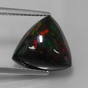 3.55캐럿 천연 멀티컬러 블랙 오팔, 트릴리언, 12.9×12.1 mm, 불투명체
