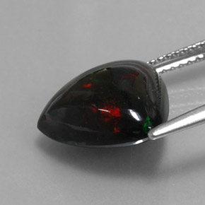 3.55캐럿 천연 멀티컬러 블랙 오팔, 트릴리언, 12.9×12.1 mm, 불투명체