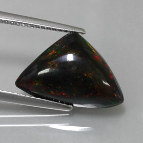 3.94캐럿 천연 멀티컬러 블랙 오팔, 트릴리언, 16.4×11.1 mm, 불투명체
