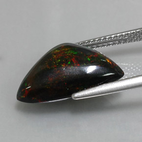 3.94캐럿 천연 멀티컬러 블랙 오팔, 트릴리언, 16.4×11.1 mm, 불투명체