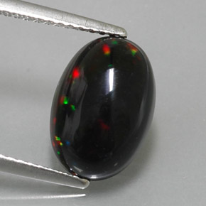 2.83캐럿 천연 멀티컬러 블랙 오팔, 타원형 컷, 12.4×8.6 mm, 불투명체