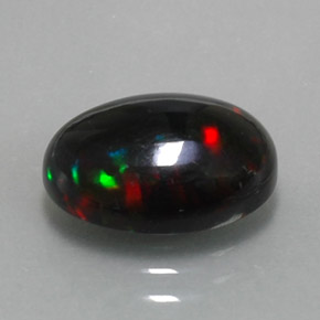 2.83캐럿 천연 멀티컬러 블랙 오팔, 타원형 컷, 12.4×8.6 mm, 불투명체