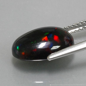2.83캐럿 천연 멀티컬러 블랙 오팔, 타원형 컷, 12.4×8.6 mm, 불투명체