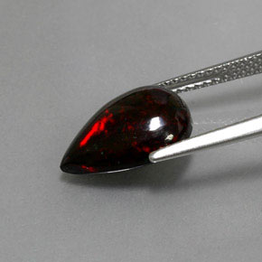 2.18캐럿 천연 멀티컬러 블랙 오팔, 배 모양, 13.2×9.1 mm, 불투명체