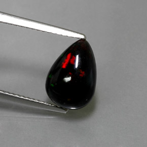 1.72캐럿 천연 멀티컬러 블랙 오팔, 배 모양, 11.6×8.2 mm, 불투명체