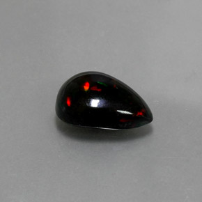 1.72캐럿 천연 멀티컬러 블랙 오팔, 배 모양, 11.6×8.2 mm, 불투명체