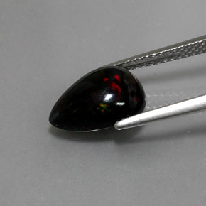 1.72캐럿 천연 멀티컬러 블랙 오팔, 배 모양, 11.6×8.2 mm, 불투명체