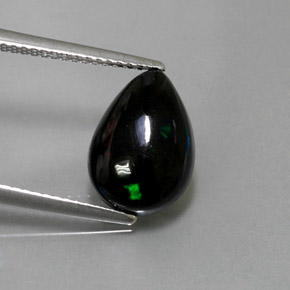 2.38캐럿 천연 멀티컬러 블랙 오팔, 배 모양, 12.8×8.9 mm, 불투명체
