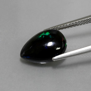 2.38캐럿 천연 멀티컬러 블랙 오팔, 배 모양, 12.8×8.9 mm, 불투명체