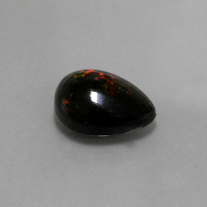 2.10캐럿 천연 멀티컬러 블랙 오팔, 배 모양, 11.8×8.1 mm, 불투명체