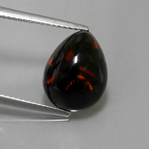 2.96캐럿 천연 멀티컬러 블랙 오팔, 배 모양, 13.2×10.2 mm, 불투명체