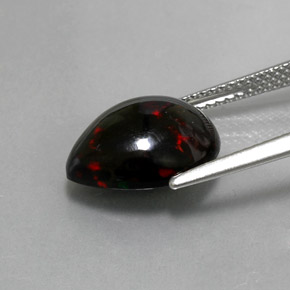 2.96캐럿 천연 멀티컬러 블랙 오팔, 배 모양, 13.2×10.2 mm, 불투명체